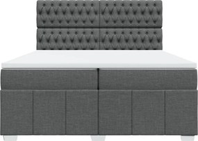 vidaXL Κρεβάτι Boxspring με Στρώμα Σκούρο Γκρι 200x200 εκ. Υφασμάτινο