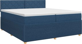 vidaXL Κρεβάτι box spring με στρώμα Μπλε 200 x 200 cm Ύφασμα