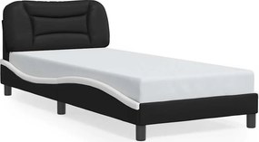 vidaXL Πλαίσιο κρεβατιού με LED χωρίς στρώμα Hvar Μαύρο/Λευκό 80x200 εκ.