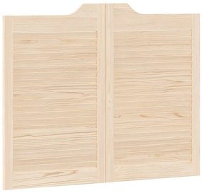 Swing Doors Louvred Design 1-Pair 80x100 cm μασίφ ξύλο πεύκο - Καφέ