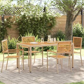 vidaXL Καρέκλες κήπου που σωριάζονται 4 pcs Καφέ, Μπεζ