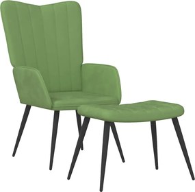 VidaXL Πολυθρόνα Relax Ανοιχτό Πράσινο Βελούδινη με Σκαμπό