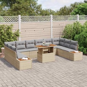 vidaXL Σέτ φαγητού για κήπο 11 pcs Μπεζ, Γκρι 100 x 55 x 73 εκ