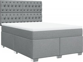 vidaXL Κρεβάτι Boxspring με Στρώμα Ανοιχτό Γκρι 140x190 εκ. Υφασμάτινο