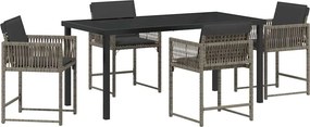 vidaXL Σέτ φαγητού για κήπο 5 pcs Γκρι συνθετικό ρατάν