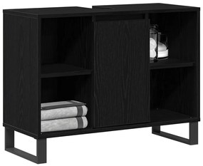 vidaXL Ντουλάπι Μπάνιου Μαύρο 80 x 33 x 60 εκ Επεξεργασμένο ξύλο