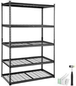 VEVOR Storage Shelving Unit, 5-Tier Adjustable, 2000 lbs Capacity, Heavy Duty Garage Shelves Metal Organizer Wire Rack, Black, 48&quot; L x 24&quot; W x 72&quot; H for Kitchen Pantry Basement Bathroom Laundry Closet