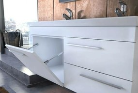 Drop Status White 120 MDF - Πάγκος με Νιπτήρα &amp; Καθρέπτη