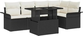 vidaXL Σετ Καναπέ Κήπου με μαξιλάρι 6 pcs Μαύρο Πολυ ράταν