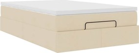 vidaXL Οθωμανικό κρεβάτι με στρώμα Cream 120x200cm ύφασμα