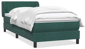 vidaXL Κρεβάτι Boxspring με Στρώμα Σκούρο Πράσινο 100x210εκ. Βελούδινο