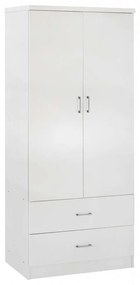 Ντουλάπα Reina HM338.05 Δίφυλλη Με 2 Συρτάρια 80x42,5x180,5cm White Δίφυλλη