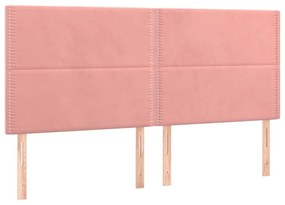 Πλαίσιο Κρεβατιού με Κεφαλάρι Ροζ 200x200 εκ. Βελούδινο - Ροζ