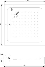 Mexen Rio τετράγωνη καμπίνα ντους 70 x 70 cm, λευκές λωρίδες, χρώμιο +