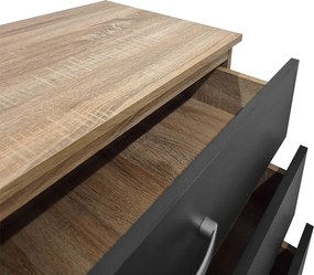 Συρταριέρα Athos pakoworld σε sonoma-ανθρακί απόχρωση 80x40x79εκ