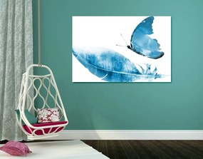 Φτερό εικόνας με πεταλούδα σε μπλε σχέδιο - 90x60