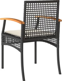 vidaXL Σετ Επίπλων Bistro 3 τεμ. Μαύρο Συνθ. Ρατάν/Ακακία + Μαξιλάρια