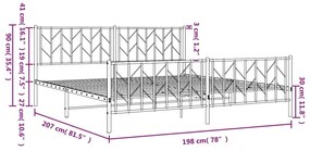 Πλαίσιο Κρεβατιού με Κεφαλάρι&amp;Ποδαρικό Μαύρο 193x20 εκ. Μέταλλο - Μαύρο