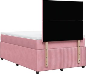 vidaXL Κρεβάτι Boxspring με Στρώμα Ροζ 120x200 εκ. Βελούδινο