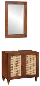 vidaXL Ντουλάπι Μπάνιου 2 pcs Μαύρο και Χρυσό Στερεό ξύλο μάνγκο