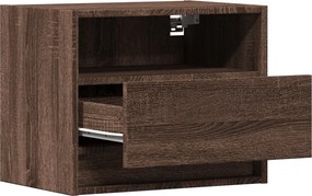 vidaXL Κομοδίνο Επιτοίχιο με Φώτα LED Καφέ Δρυς