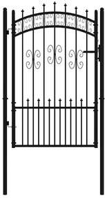 vidaXL Πόρτα Περίφραξης Kampen με Κορυφή Δόρυ Μαύρη 103x150 εκ. Ατσάλινη