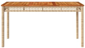 vidaXL Τραπέζι Κήπου Μπεζ 140x80x75 εκ. Συνθετικό Ρατάν / Ξύλο Ακακίας