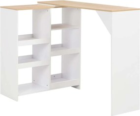 vidaXL Τραπέζι Μπαρ με Κινητό Ράφι Λευκό 138 x 39 x 110 εκ.
