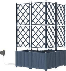 vidaXL Γλάστρα Κήπου 3 τμχ. Γκρι 80 x 80 x 142 cm PP