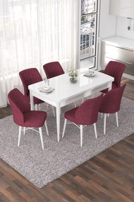 Extendable Dining Table &amp; Chairs Set (7 Pieces) Nef - White, Burgundy White
Burgundy