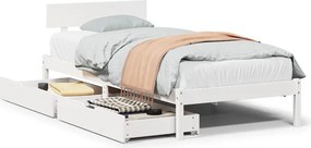 vidaXL Σκελετός Κρεβ. Χωρίς Στρώμα Λευκό 90x200 εκ Μασίφ Πεύκο