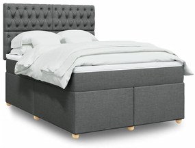 Κρεβάτι Boxspring με Στρώμα Σκούρο Γκρι 160x200 εκ Υφασμάτινο - Γκρι