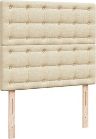 vidaXL Οθωμανικό κρεβάτι με στρώμα Cream 120x190 cm Ύφασμα
