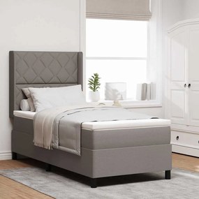 vidaXL Κρεβάτι με ελατήρια με στρώμα Taupe 100 x 200 cm ύφασμα