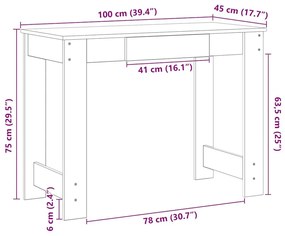 Γραφείο Sonoma Δρυς 100x45x75 εκ. από Επεξεργασμένο Ξύλο - Καφέ