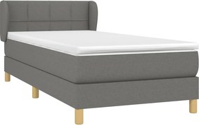 vidaXL Κρεβάτι Boxspring με Στρώμα Σκούρο Γκρι 90x190 εκ. Υφασμάτινο