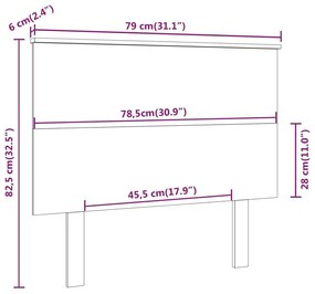 vidaXL Κεφαλάρι Κρεβατιού Λευκό 79x6x82,5 εκ. Μασίφ Ξύλο Πεύκου