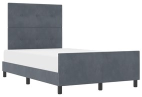 vidaXL Κρεβάτι Σκελετός Σκούρο Γκρι 120x190 εκ Βελούδο