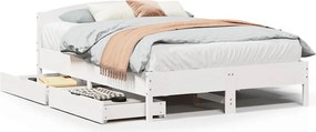 vidaXL Σκελετός Κρεβ. Χωρίς Στρώμα Λευκό 135x190 εκ Μασίφ Πεύκο