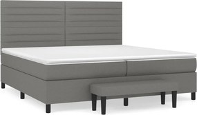 vidaXL Κρεβάτι Boxspring με Στρώμα Σκούρο Γκρι 200x200 εκ. Υφασμάτινο