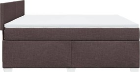 vidaXL Κρεβάτι Boxspring με Στρώμα Σκούρο Καφέ 180x200 εκ Υφασμάτινο