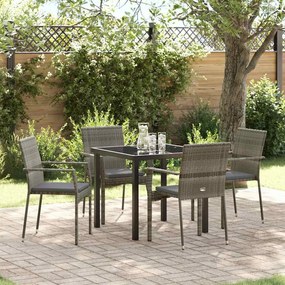 vidaXL Σετ Καρεκλών Κήπου 4 με μαξιλάρι 5 pcs Γκρι 80 x 80 x 73 εκ
