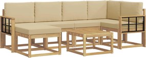 vidaXL Σειρά Καναπέ Εξωτερικού με μαξιλάρι 7 pcs Λευκό και Μπεζ