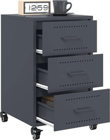 vidaXL Κομοδίνο Ανθρακί 36x39x59 εκ. από Χάλυβα