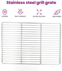 vidaXL BBQ Grill Grate με Χερούλια Ορθογώνιο 50x35 εκ. 304 Ανοξείδωτο Ατσάλι