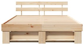 vidaXL Σκελετός Κρεβατιού Καφέ 150 x 200 cm Μασίφ ξύλο πεύκου