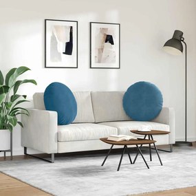 vidaXL Μαξιλάρια καθισμάτων 2 pcs Μπλε Ø60 x 21 εκ Βελούδο