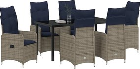 vidaXL Σέτ φαγητού για κήπο 7 pcs Μαύρο συνθετικό ρατάν