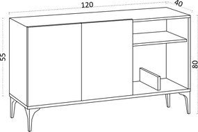 Μπουφές Δρυς Ζαφείρι / Μαύρο OSCAR 120x40x80