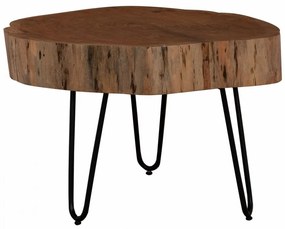 Τραπεζάκι Σαλονιού Claudine HM8779.11 60x60x40cm Από Μασίφ Κορμό Ακακίας Natural Μέταλλο,Ξύλο